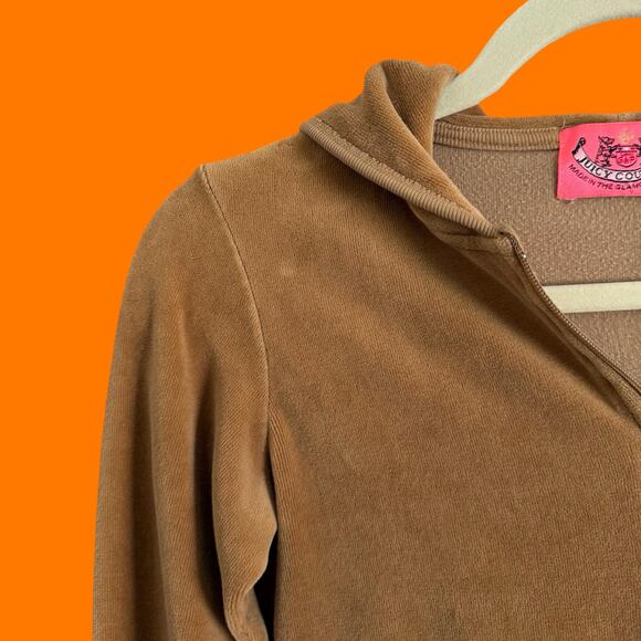 00's vintage tan velour y2k track jacket Petite XS juicy couture - Picture 4 of 8